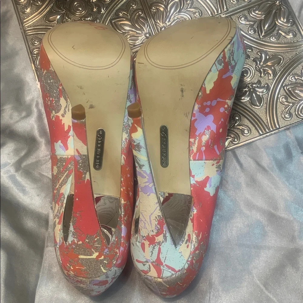 🌹VINTAGE Boutique 9 • Multicolor Peep-Toe SEXY HEELS